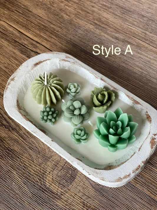 Arizona Dream Scented Cactus Garden Candle in Wooden Bowl - GiftMira