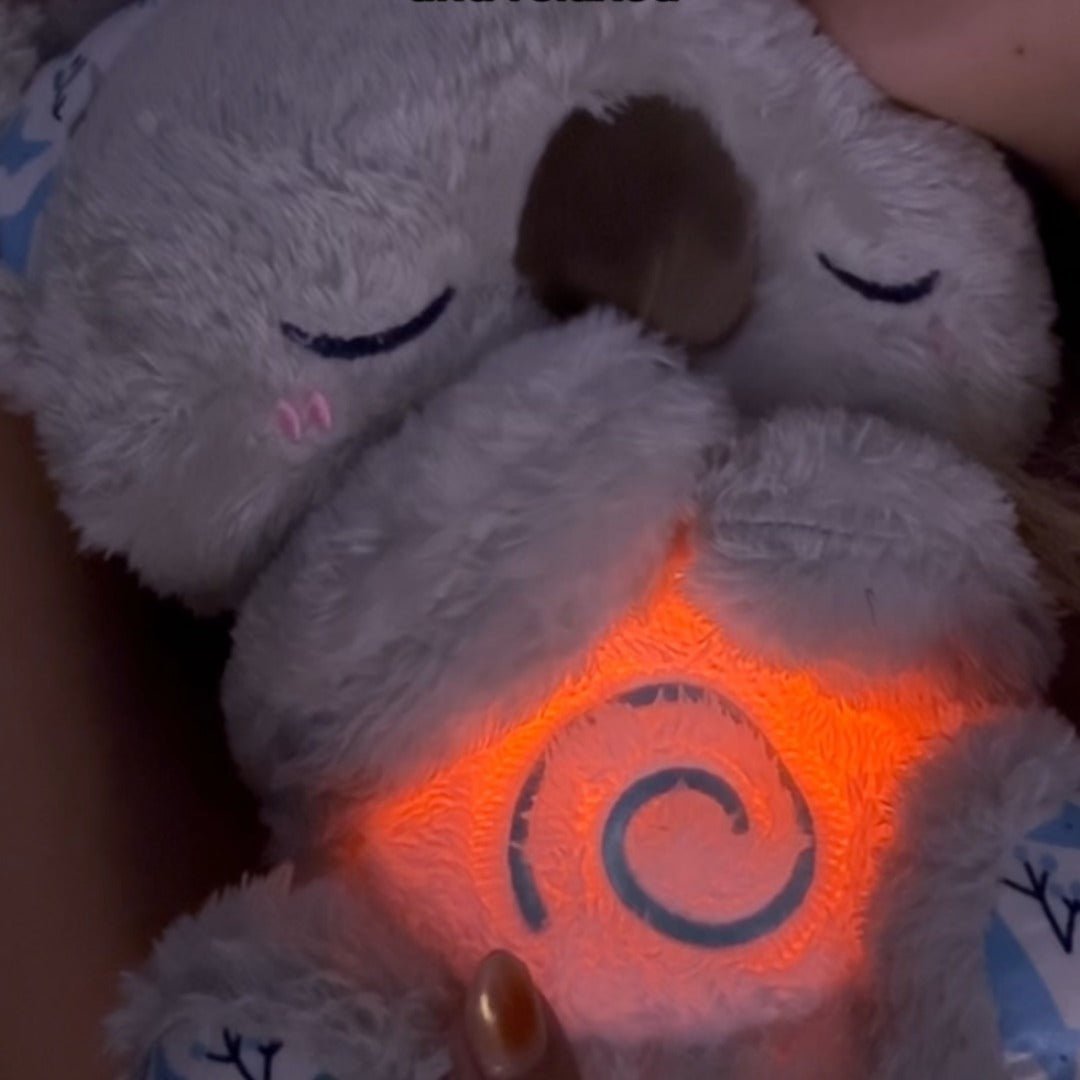 Calming Koala Breathing Toy – Plush with Music Lights Rhythmic Breathing Motion Gray - GiftMira