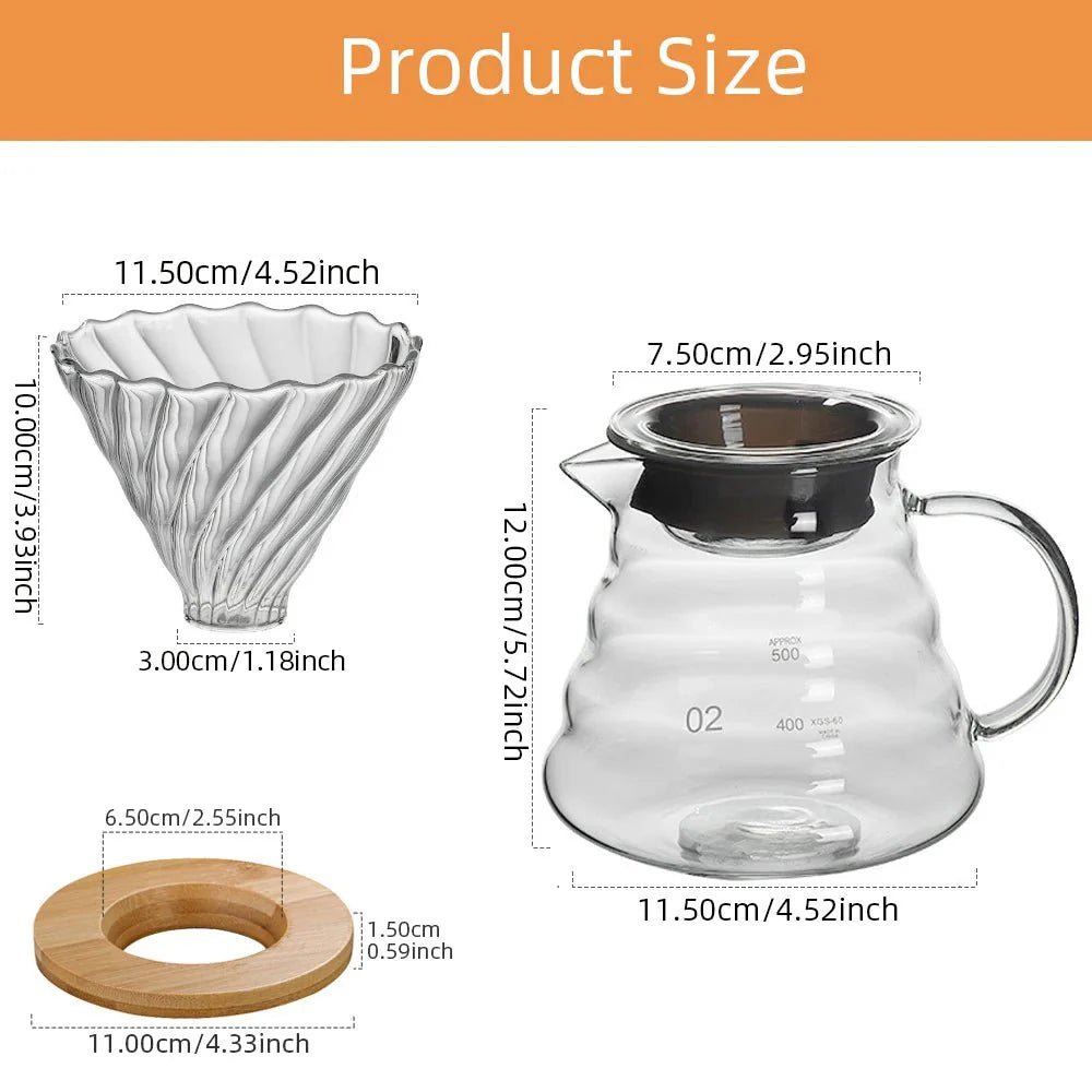 Glass Pour Over Coffee Maker Set - Professional Barista Holiday Gift Kit - GiftMira