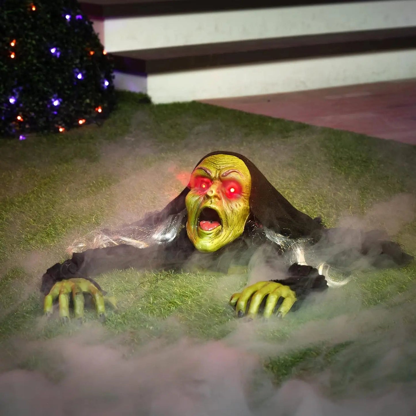 Halloween Groundbreaker Zombie Yard Decoration with Sound, Flashing Eyes & Motion Effect Outdoor Scary Animatronic Prop - GiftMira