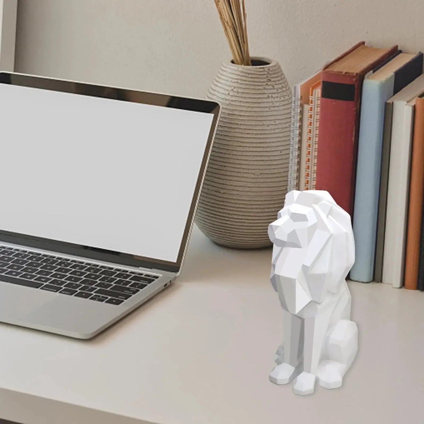 Lion Figurine Nordic Style Animal Sculpture Resin Lion Statue Home Office Garden Decor Gift - GiftMira