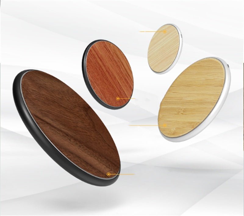 10W Fast Wireless Charger Bamboo Wood Charging Pad Wooden Qi Charging Stand for Smartphones - GiftMira
