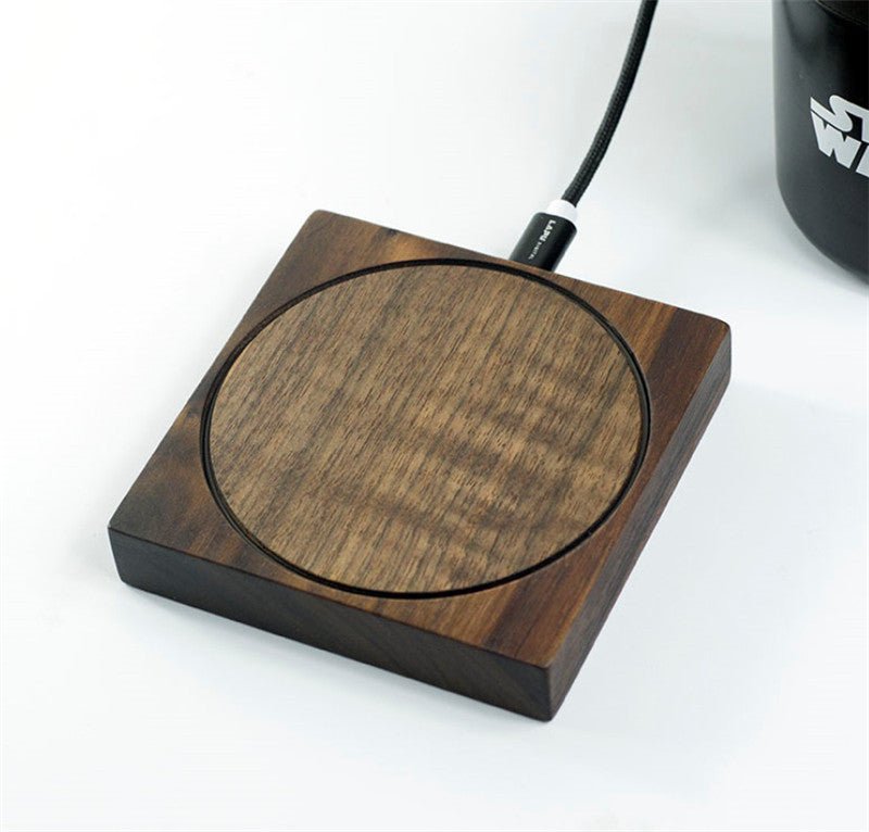 10W Fast Wireless Charger Bamboo Wood Charging Pad Wooden Qi Charging Stand for Smartphones - GiftMira