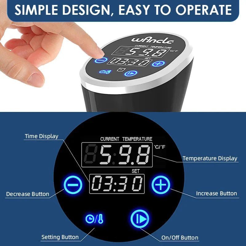 1100W Sous Vide Cooker LCD Touch Immersion Circulator IPX7 Waterproof Digital Precision Cooker - GiftMira