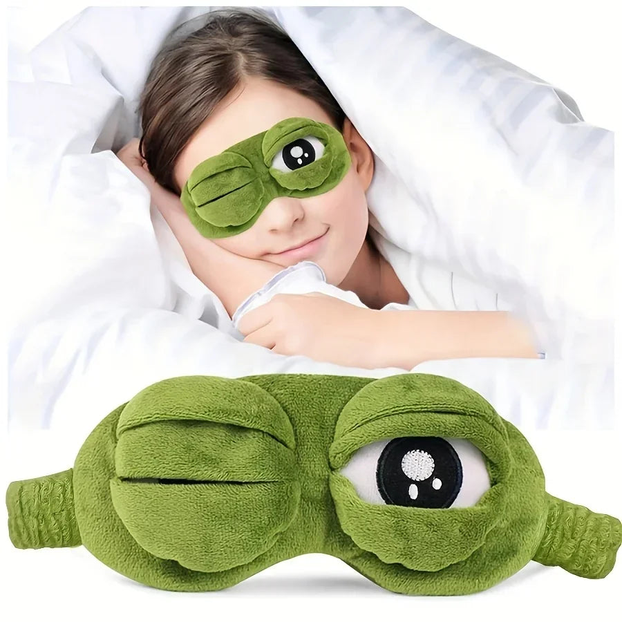 Plush Frog Sleep Mask 3-Pack - Soft 3D Eye Cover for Travel and Naps