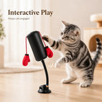 Cat Boxing Toy - Suction Cup Punching Bag with Soft Gloves for Indoor Cats