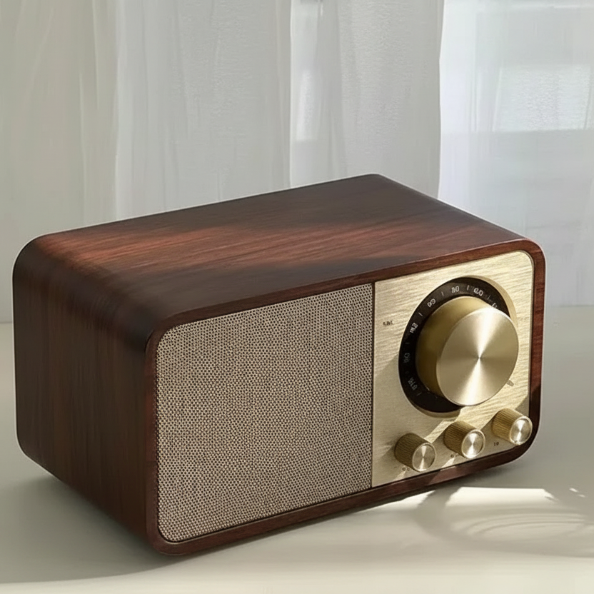 Retro Wooden Bluetooth 5.0 Speaker — FM Radio, USB & TF Card, Portable Vintage Wireless Speaker