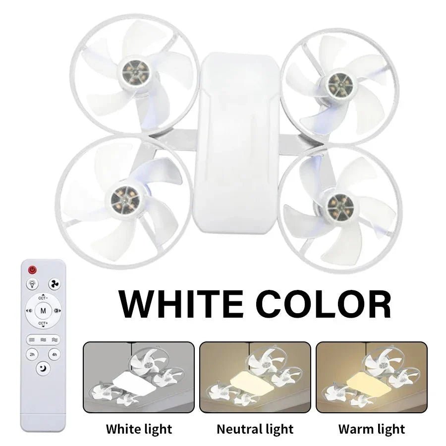 2 - in - 1 E27 Socket Ceiling Fan Light - 30W Dimmable LED with Remote - 3 Color Temp & 3 Speeds - Screw - in Portable Fan for Bedroom - GiftMira