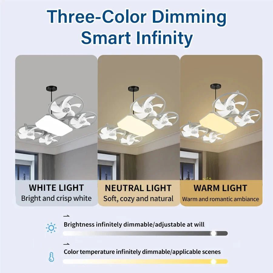 2 - in - 1 E27 Socket Ceiling Fan Light - 30W Dimmable LED with Remote - 3 Color Temp & 3 Speeds - Screw - in Portable Fan for Bedroom - GiftMira
