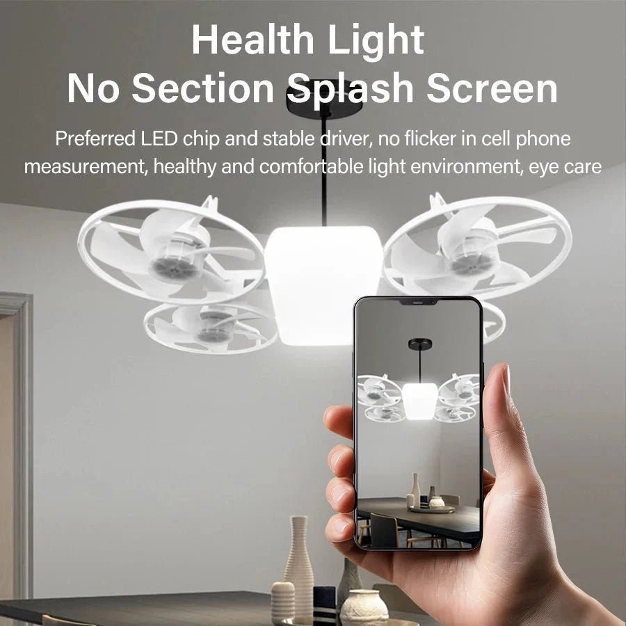 2 - in - 1 E27 Socket Ceiling Fan Light - 30W Dimmable LED with Remote - 3 Color Temp & 3 Speeds - Screw - in Portable Fan for Bedroom - GiftMira