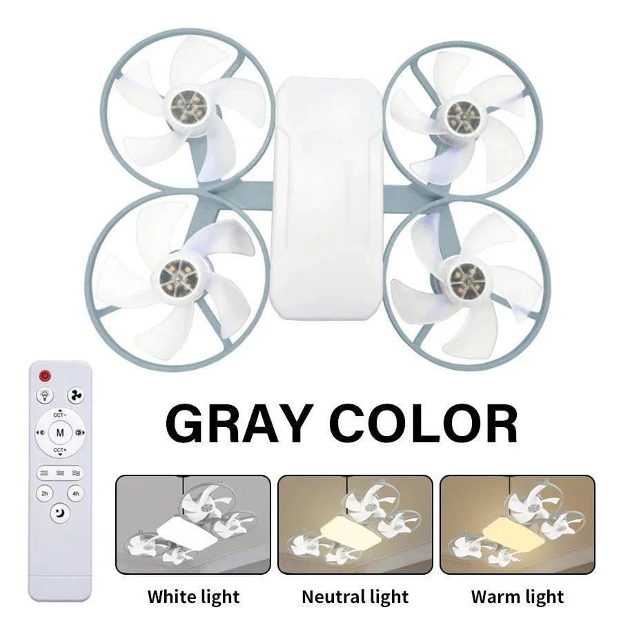 2 - in - 1 E27 Socket Ceiling Fan Light - 30W Dimmable LED with Remote - 3 Color Temp & 3 Speeds - Screw - in Portable Fan for Bedroom - GiftMira