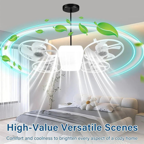 2 - in - 1 E27 Socket Ceiling Fan Light - 30W Dimmable LED with Remote - 3 Color Temp & 3 Speeds - Screw - in Portable Fan for Bedroom - GiftMira