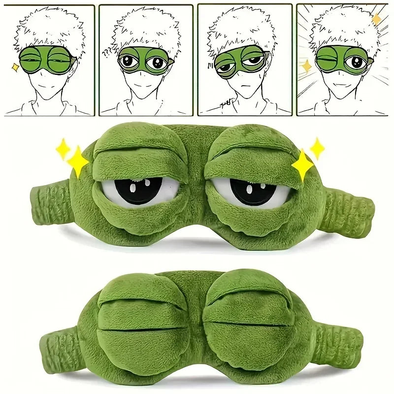 Plush Frog Sleep Mask 3-Pack - Soft 3D Eye Cover for Travel and Naps