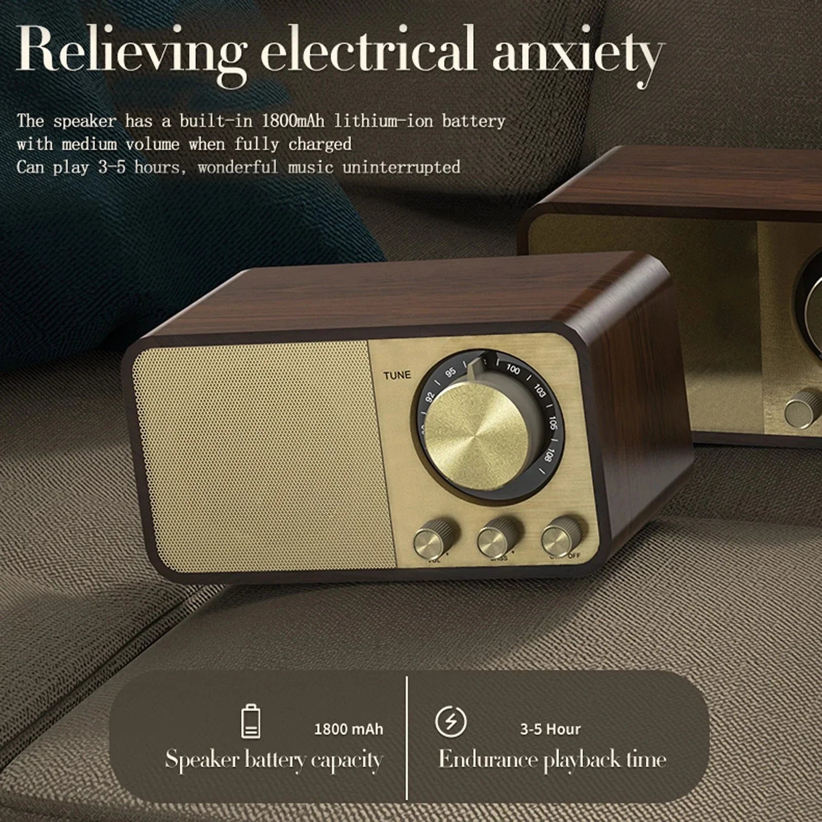 Retro Wooden Bluetooth 5.0 Speaker — FM Radio, USB & TF Card, Portable Vintage Wireless Speaker