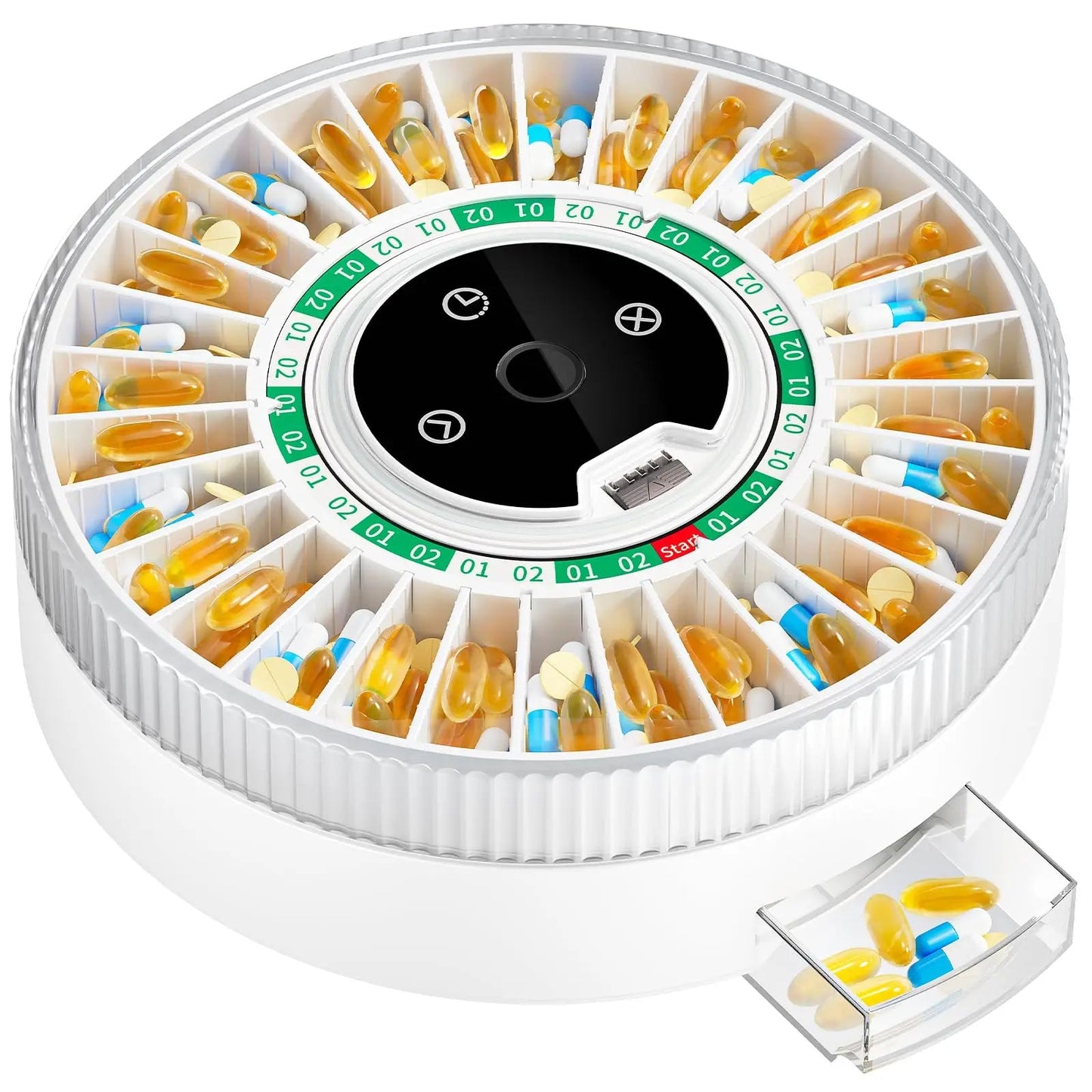 31 - Day Automatic Smart Pill Organizer – Fingerprint Lock, Bluetooth App & USB - C Rechargeable - GiftMira