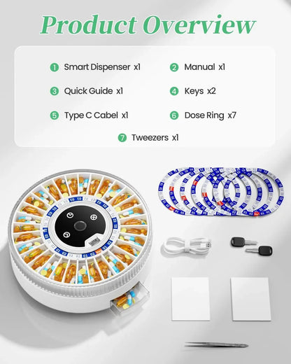 31 - Day Automatic Smart Pill Organizer – Fingerprint Lock, Bluetooth App & USB - C Rechargeable - GiftMira