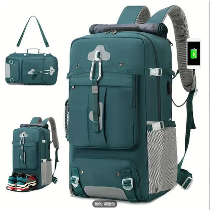 35L Convertible Travel Backpack Duffel – USB Port, Shoe Compartment, 15.6" Laptop Sleeve, Waterproof Carry - On - GiftMira