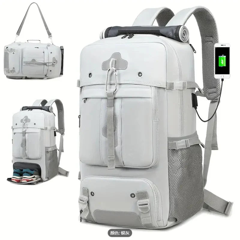35L Convertible Travel Backpack Duffel – USB Port, Shoe Compartment, 15.6" Laptop Sleeve, Waterproof Carry - On - GiftMira