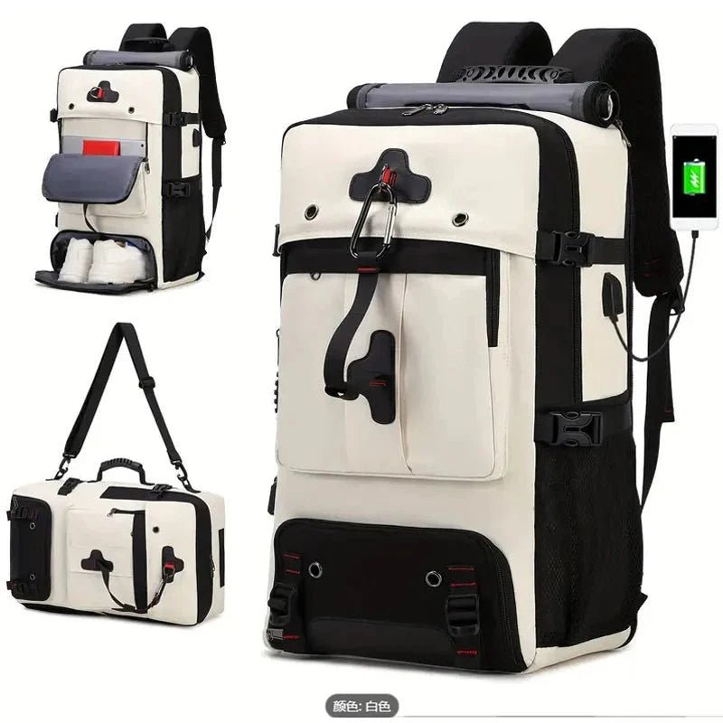 35L Convertible Travel Backpack Duffel – USB Port, Shoe Compartment, 15.6" Laptop Sleeve, Waterproof Carry - On - GiftMira