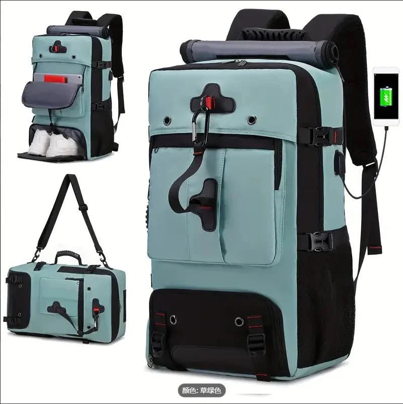 35L Convertible Travel Backpack Duffel – USB Port, Shoe Compartment, 15.6" Laptop Sleeve, Waterproof Carry - On - GiftMira