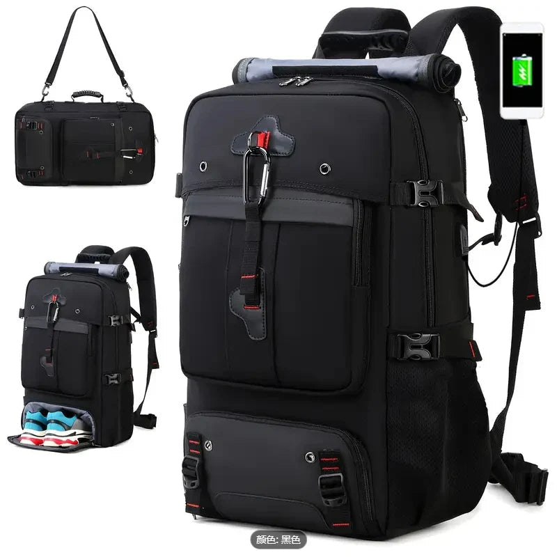 35L Convertible Travel Backpack Duffel – USB Port, Shoe Compartment, 15.6" Laptop Sleeve, Waterproof Carry - On - GiftMira