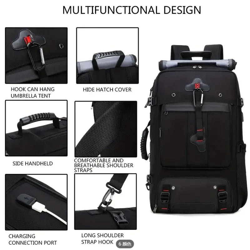 35L Convertible Travel Backpack Duffel – USB Port, Shoe Compartment, 15.6" Laptop Sleeve, Waterproof Carry - On - GiftMira