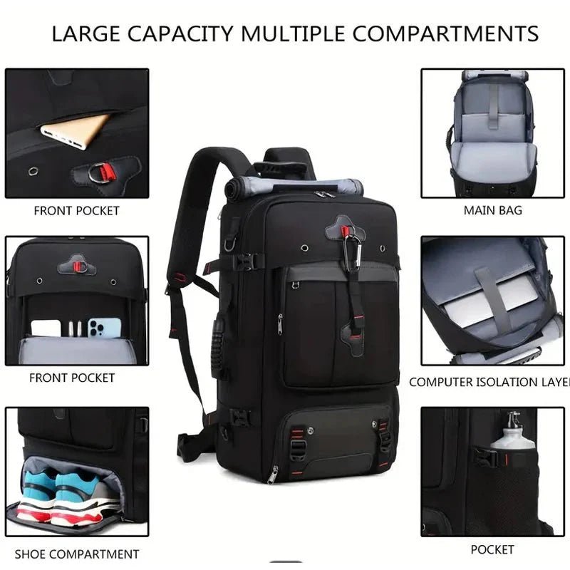 35L Convertible Travel Backpack Duffel – USB Port, Shoe Compartment, 15.6" Laptop Sleeve, Waterproof Carry - On - GiftMira