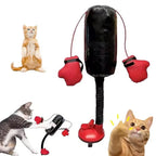 Cat Boxing Toy - Suction Cup Punching Bag with Soft Gloves for Indoor Cats