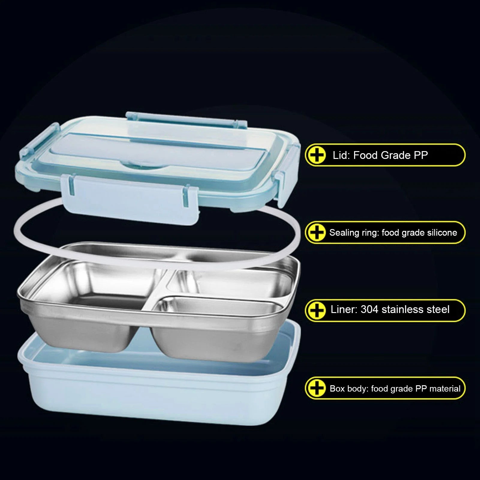 InsulaSteel Thermal Stainless Steel 4-Compartment Bento Lunch Box - Portable Food Storage Container for School, Work & Travel