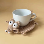 Crochet Animal Coaster Set of 4 - Handmade Squirrel, Frog and Lizard Cup Mats
