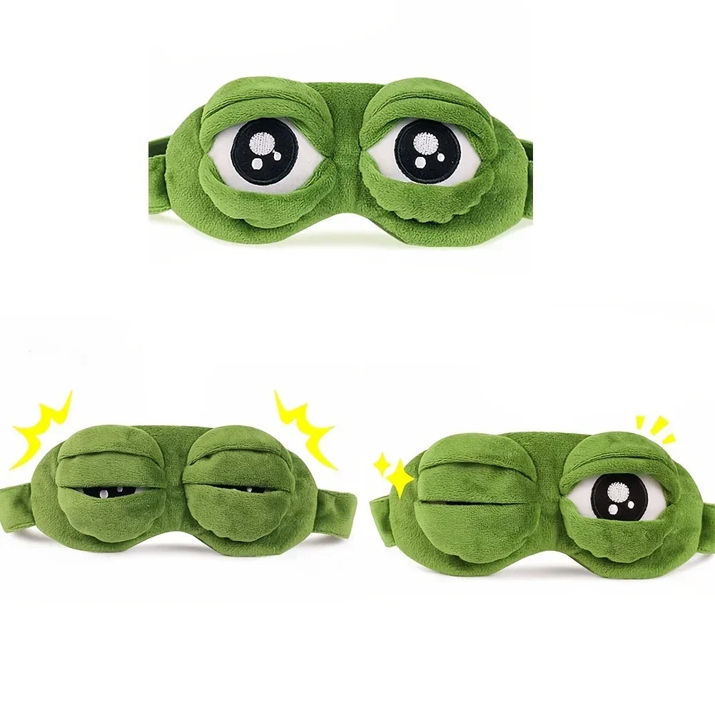 Plush Frog Sleep Mask 3-Pack - Soft 3D Eye Cover for Travel and Naps
