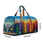 3D Frog Pattern Quilted Duffle Bag – Boho Weekender Travel Bag, Yoga Mat Carrier, Retro Mushroom Print Cotton - GiftMira