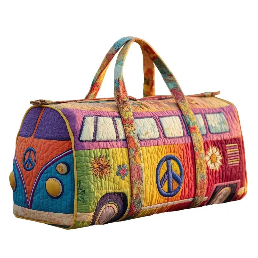 3D Frog Pattern Quilted Duffle Bag – Boho Weekender Travel Bag, Yoga Mat Carrier, Retro Mushroom Print Cotton - GiftMira