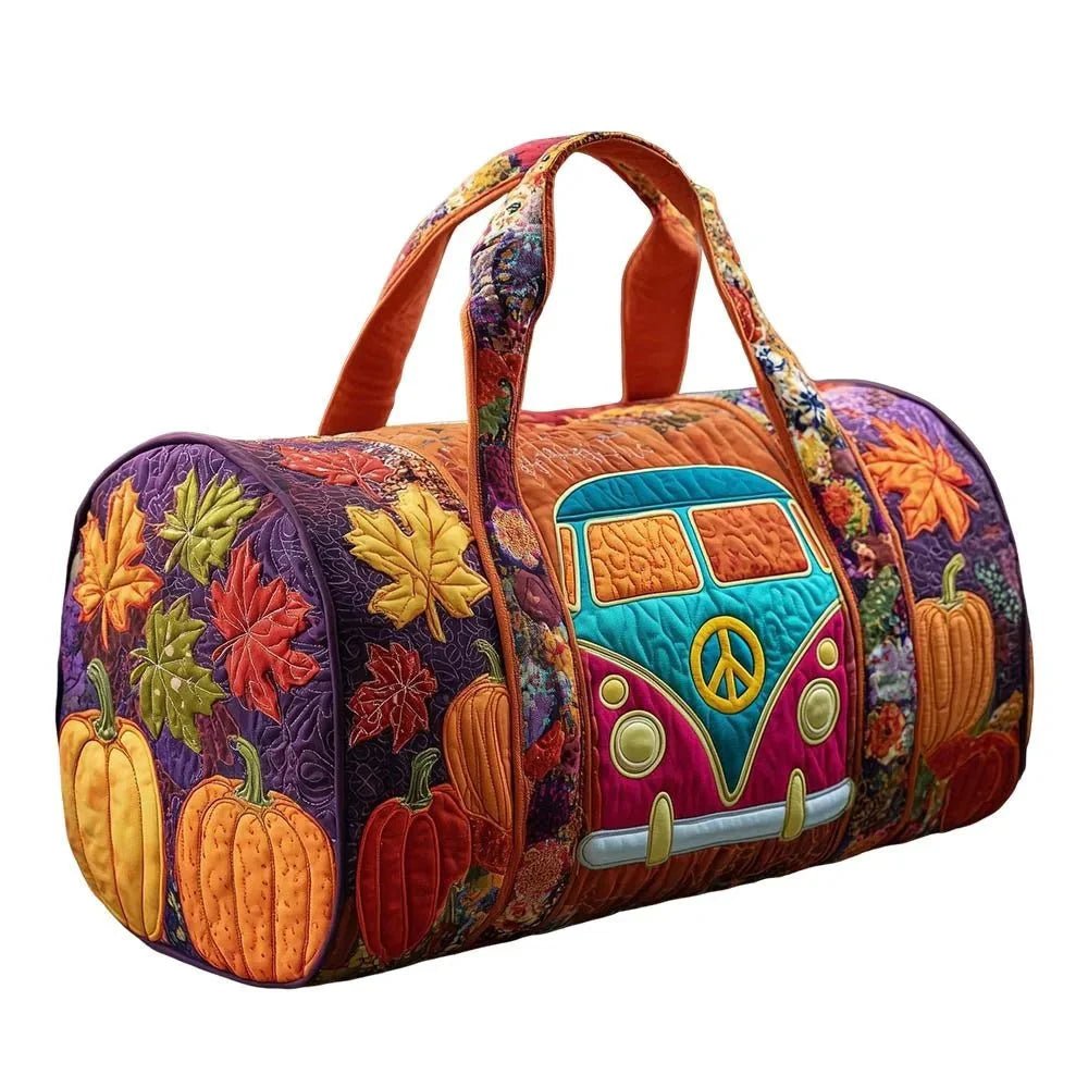 3D Frog Pattern Quilted Duffle Bag – Boho Weekender Travel Bag, Yoga Mat Carrier, Retro Mushroom Print Cotton - GiftMira