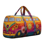 3D Frog Pattern Quilted Duffle Bag – Boho Weekender Travel Bag, Yoga Mat Carrier, Retro Mushroom Print Cotton - GiftMira