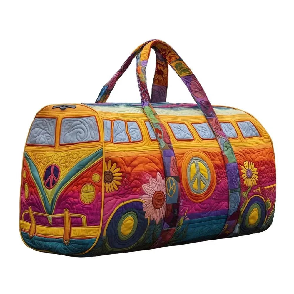 3D Frog Pattern Quilted Duffle Bag – Boho Weekender Travel Bag, Yoga Mat Carrier, Retro Mushroom Print Cotton - GiftMira
