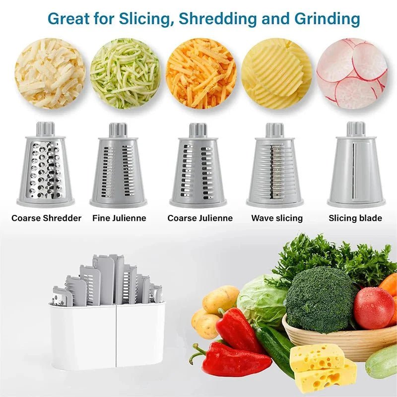 5 - in - 1 Professional Rotary Grater | Multi - Functional Kitchen Mandoline & Chopper (JT247) - GiftMira