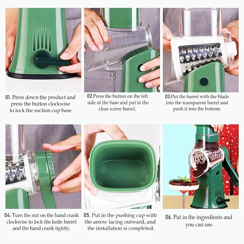 5 - in - 1 Professional Rotary Grater | Multi - Functional Kitchen Mandoline & Chopper (JT247) - GiftMira