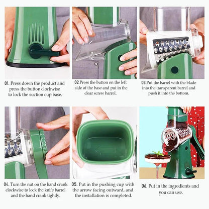 5 - in - 1 Professional Rotary Grater | Multi - Functional Kitchen Mandoline & Chopper (JT247) - GiftMira