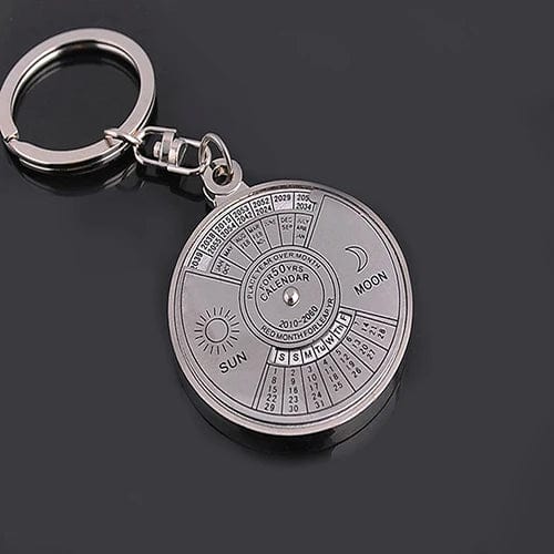 50 Years Perpetual Calendar Silver Alloy Keyring Keychain Key - fob Decoration - GiftMira