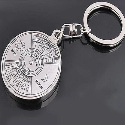 50 Years Perpetual Calendar Silver Alloy Keyring Keychain Key - fob Decoration - GiftMira