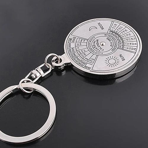 50 Years Perpetual Calendar Silver Alloy Keyring Keychain Key - fob Decoration - GiftMira