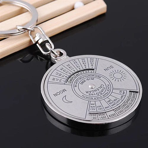 50 Years Perpetual Calendar Silver Alloy Keyring Keychain Key - fob Decoration - GiftMira