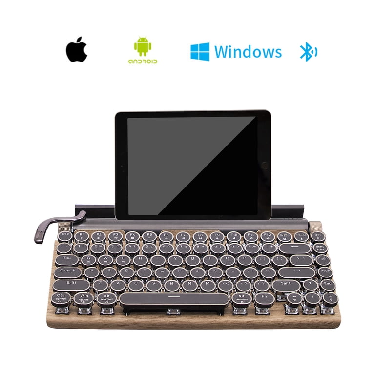 Retro typewriter mechanical keyboard, wood