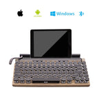 Retro typewriter mechanical keyboard, wood