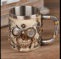 3D Skull Stainless Steel Mug — Double-Wall Insulated Gothic Tankard for Coffee & Tea
