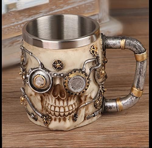 3D Skull Stainless Steel Mug — Double-Wall Insulated Gothic Tankard for Coffee & Tea