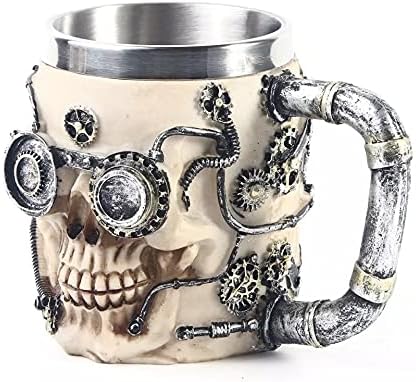 3D Skull Stainless Steel Mug — Double-Wall Insulated Gothic Tankard for Coffee & Tea