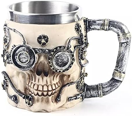 3D Skull Stainless Steel Mug — Double-Wall Insulated Gothic Tankard for Coffee & Tea
