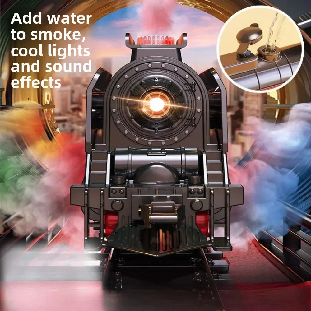 Electric Steam Train Set with Real Smoke, Lights and Sound
